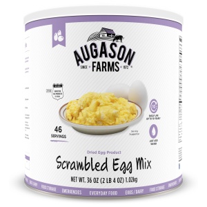 The sentence: *Augason Farms Scrambled Egg Mix 36oz #10 Can Gluten-Free #10 Can - 46 Servings - (SHIPS IN 1-2 WEEKS).