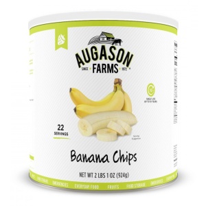 A can of Augason Farms Dehydrated Banana Slices 22 Servings #10 Can - (SHIPS IN 1-2 WEEKS) on a white background.