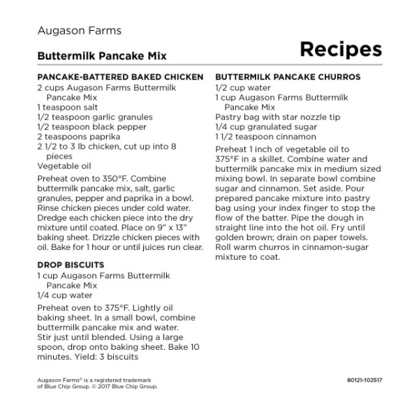 A recipe for *Augason Farms Buttermilk Pancake Mix 52oz #10 Can - 21 Servings - (SHIPS IN 1-2 WEEKS).