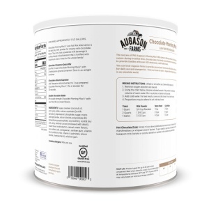 A tin of *Augason Farms Chocolate Morning Moo's Low Fat Milk - 57 Servings - (SHIPS IN 1-2 WEEKS) on a white background.