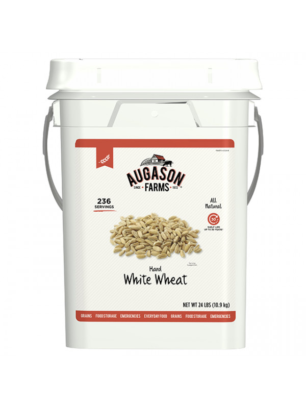 Augason Farms Hard White Wheat 26lb 4 Gallon Pail - 236 Servings - (SHIPS IN 1-2 WEEKS).