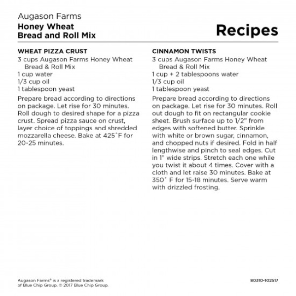 Augason Farms Honey Wheat Bread 58oz #10 Can - (SHIPS IN 1-2 WEEKS) recipe.