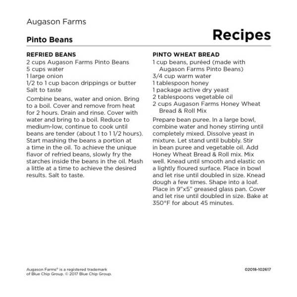 A recipe for Augason Farms Pinto Beans 80oz #10 Can - (SHIPS IN 1-2 WEEKS).
