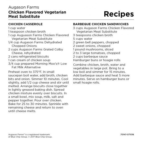 Augason Farms Chicken Flavored Vegetarian Meat Substitute TVP fried vegetable recipe.
