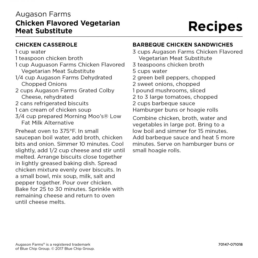Augason Farms Chicken Flavored Vegetarian Meat Substitute TVP fried vegetable recipe.