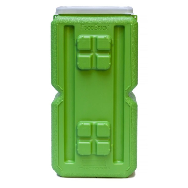 A FoodBrick Standard Green - (SHIPS IN 1-4 WEEKS) with four compartments.
