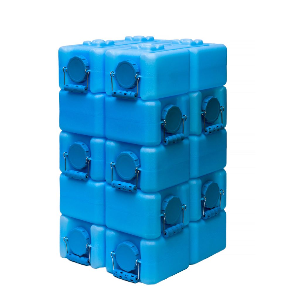 blue water bricks