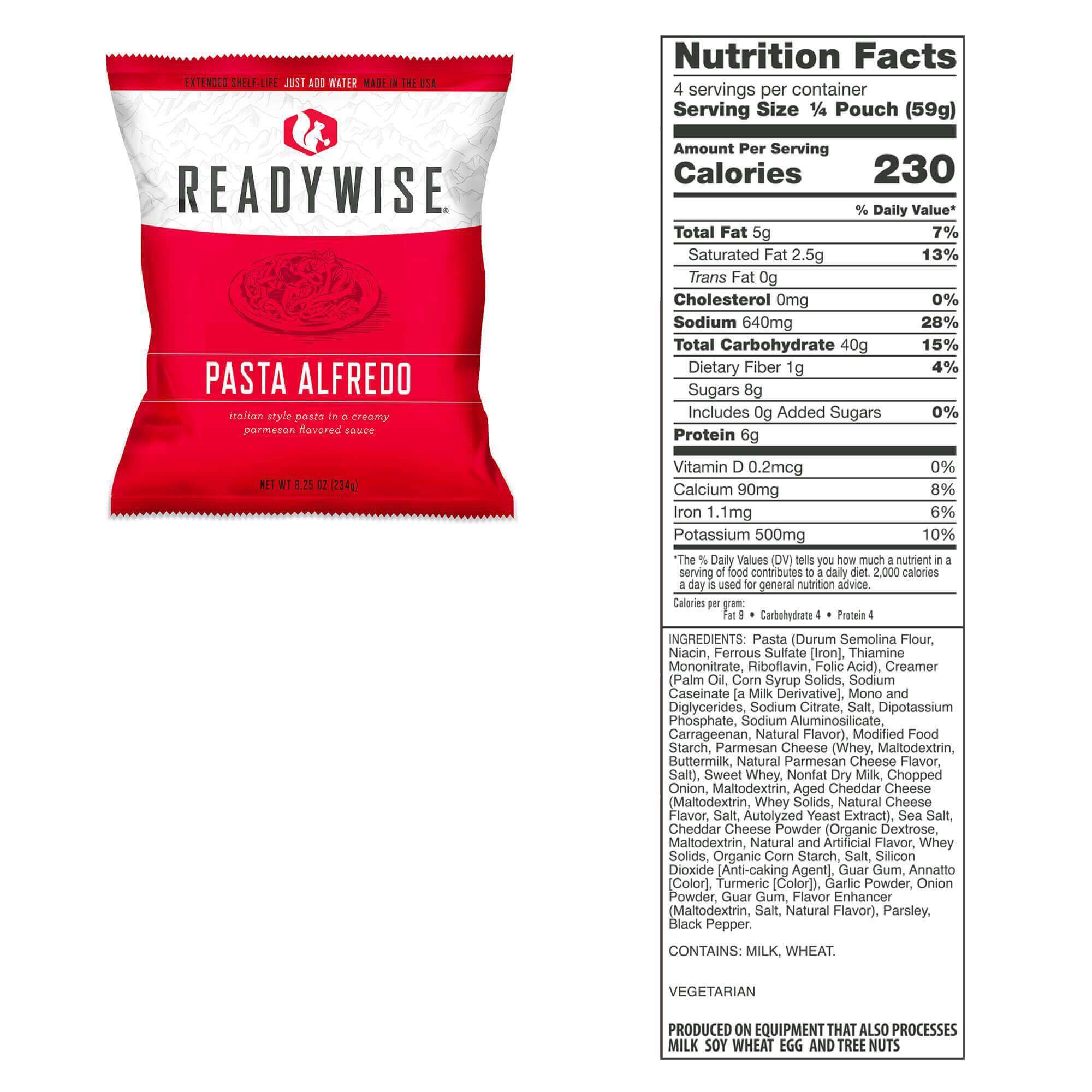 Readywise (formerly Wise Food Storage) 84 Serving Breakfast and Entree Grab and Go Food Kit (SHIPS IN 1-2 WEEKS) alfredo chips.