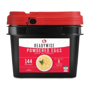 A ReadyWise (formerly Wise Food Storage) Powdered Eggs In a Bucket- 144 Total Servings (SHIPS IN 1-2 WEEKS) on a white background.
