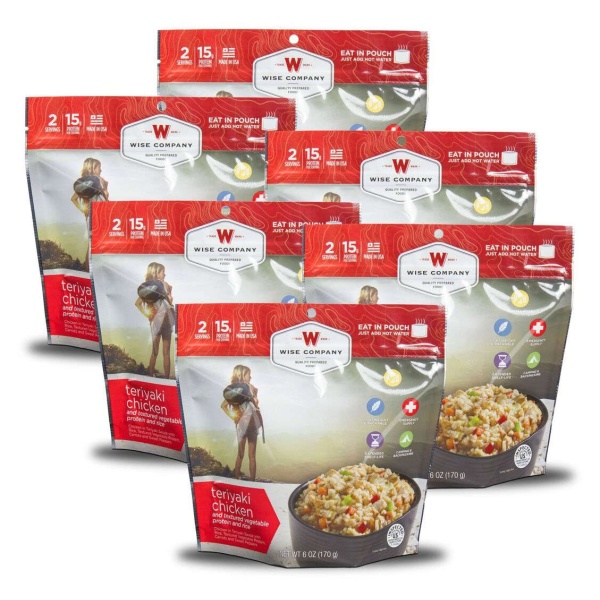 Wise Food Storage 6ct Pack - Outdoor Teriyaki Chicken Rice 2 Serving Pouch-0