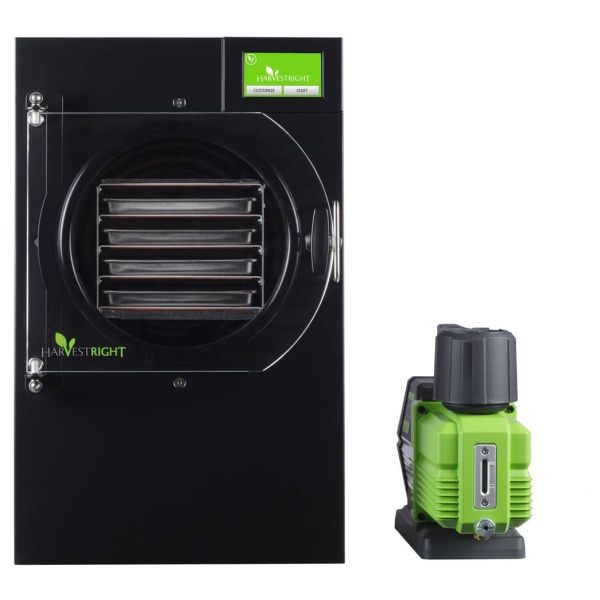 A black and green drying machine with a green pump for emergency food storage.