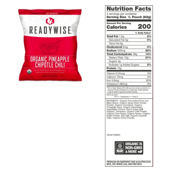 Readywise (formerly Wise Food Storage) organic pineapple chips.