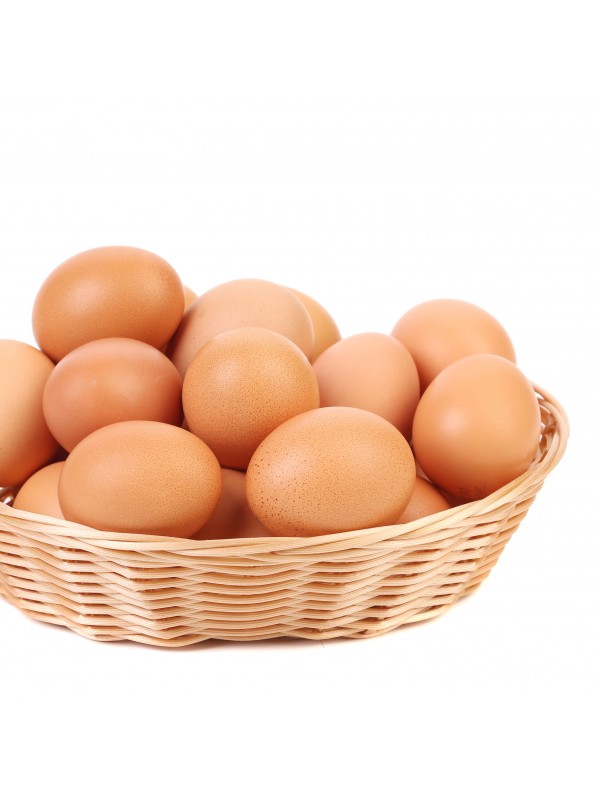 Augason Farms Dried Whole Egg Powder 383 Servings 4 Gallon Pail - (SHIPS IN 1-2 WEEKS) in a basket on a white background.