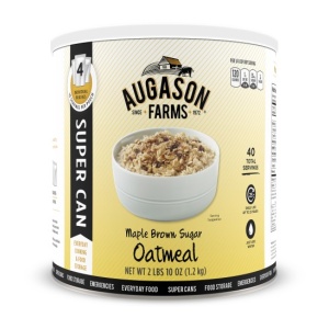 A can of Augason Farms Maple Brown Sugar Oatmeal Super #10 Can 40 Servings - (SHIPS IN 1-2 WEEKS) on a white background.