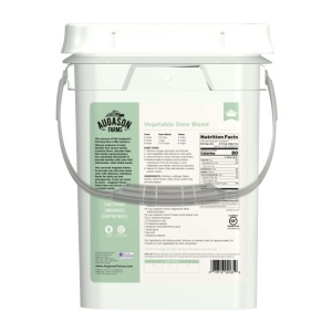A Augason Farms Vegetable Stew Blend 4 Gallon Pail 236 Servings - (SHIPS IN 1-2 WEEKS) on a white background.