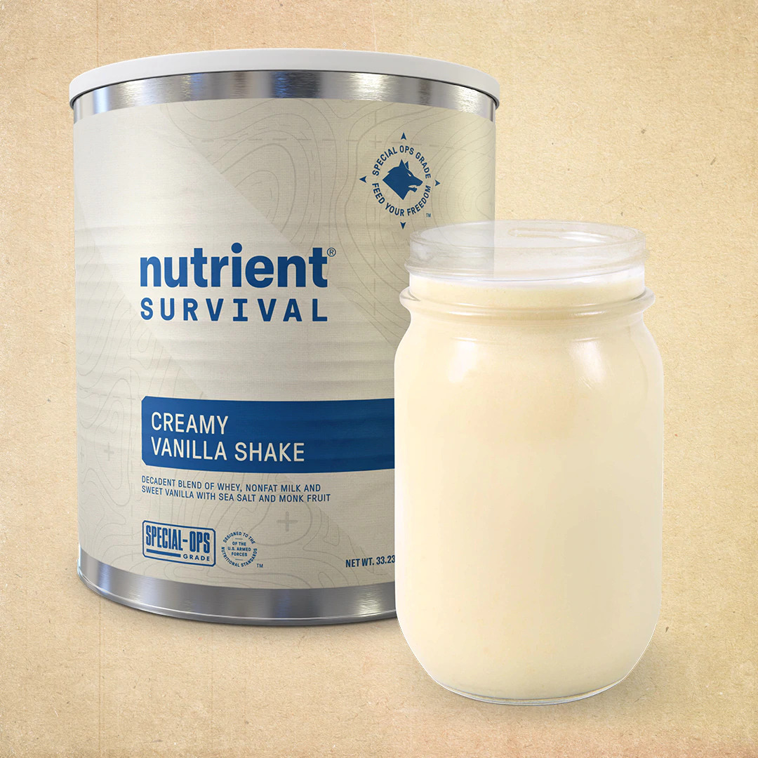 Nutrient Survival creamy vanilla shake, gluten-free, 15 servings.