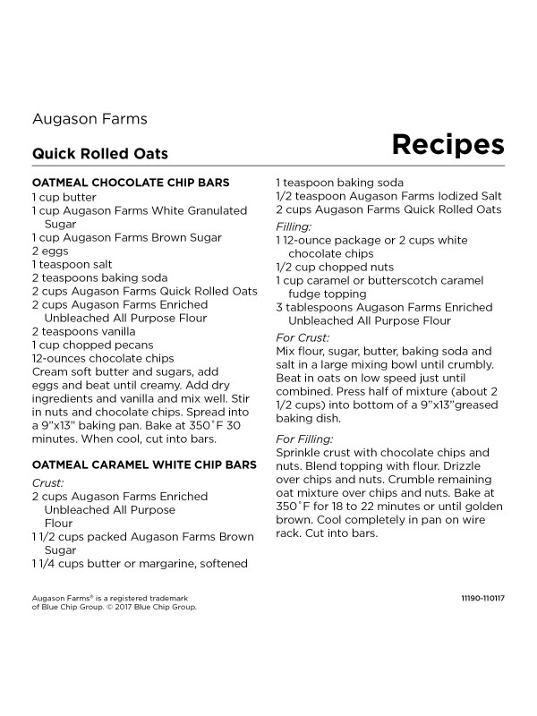 A recipe for Augason Farms Quick Rolled Oats 4 Gallon Pail 108 Servings - (SHIPS IN 1-2 WEEKS).