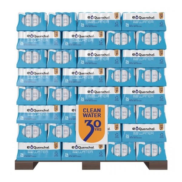 Pallet of eQuenchal water for emergencies