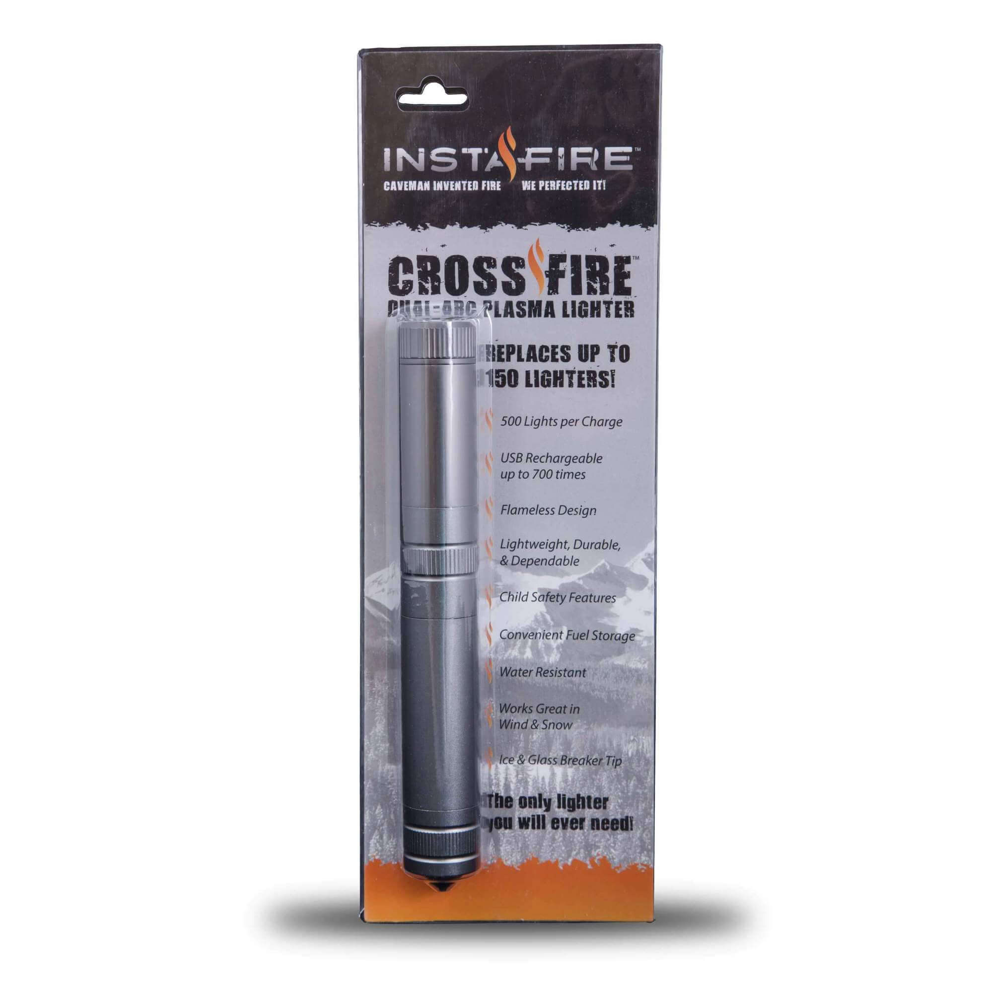 The ReadyWise (formerly Wise Food Storage) Cross Fire Dual-Arc Plasma Lighter (SHIPS IN 1-2 WEEKS) is packaged in a box.