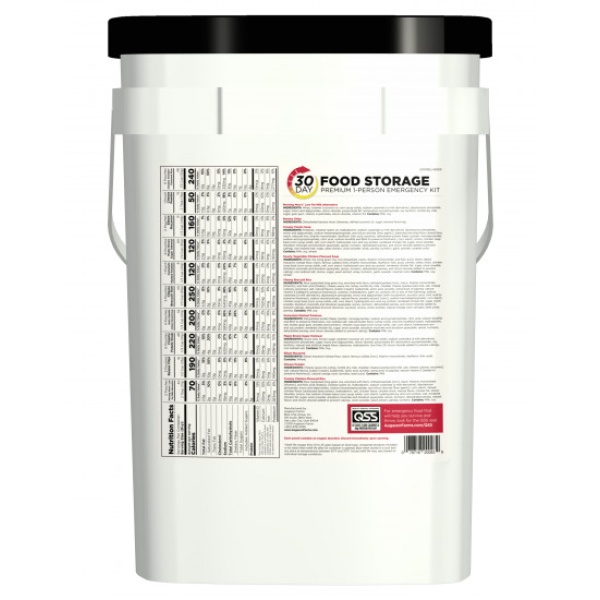 An Augason Farms One Year Bucket Kit for One Person - 12 Pails - (SHIPS IN 1-2 WEEKS) of food storage on a white background.
