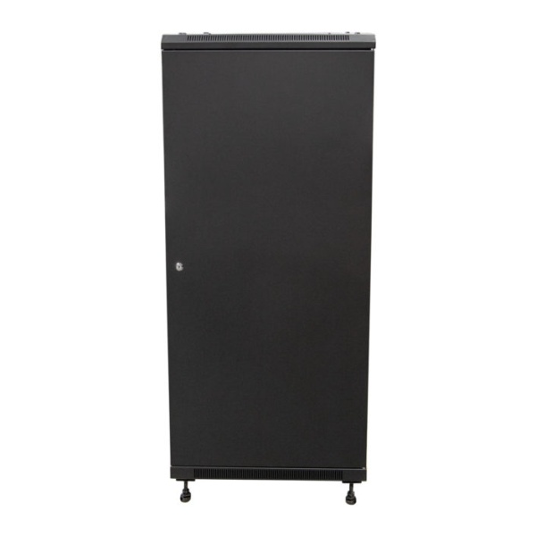 A black Humless Power Tower cabinet against a white background.