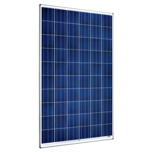 A blue Humless 310W Polycrystalline Solar Panel on a white background.