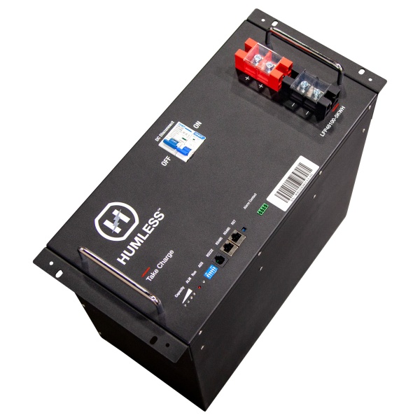A black Humless 5 kWh Battery (LIFEPO4 Batteries) - (Ships in 4-6 Weeks) box.