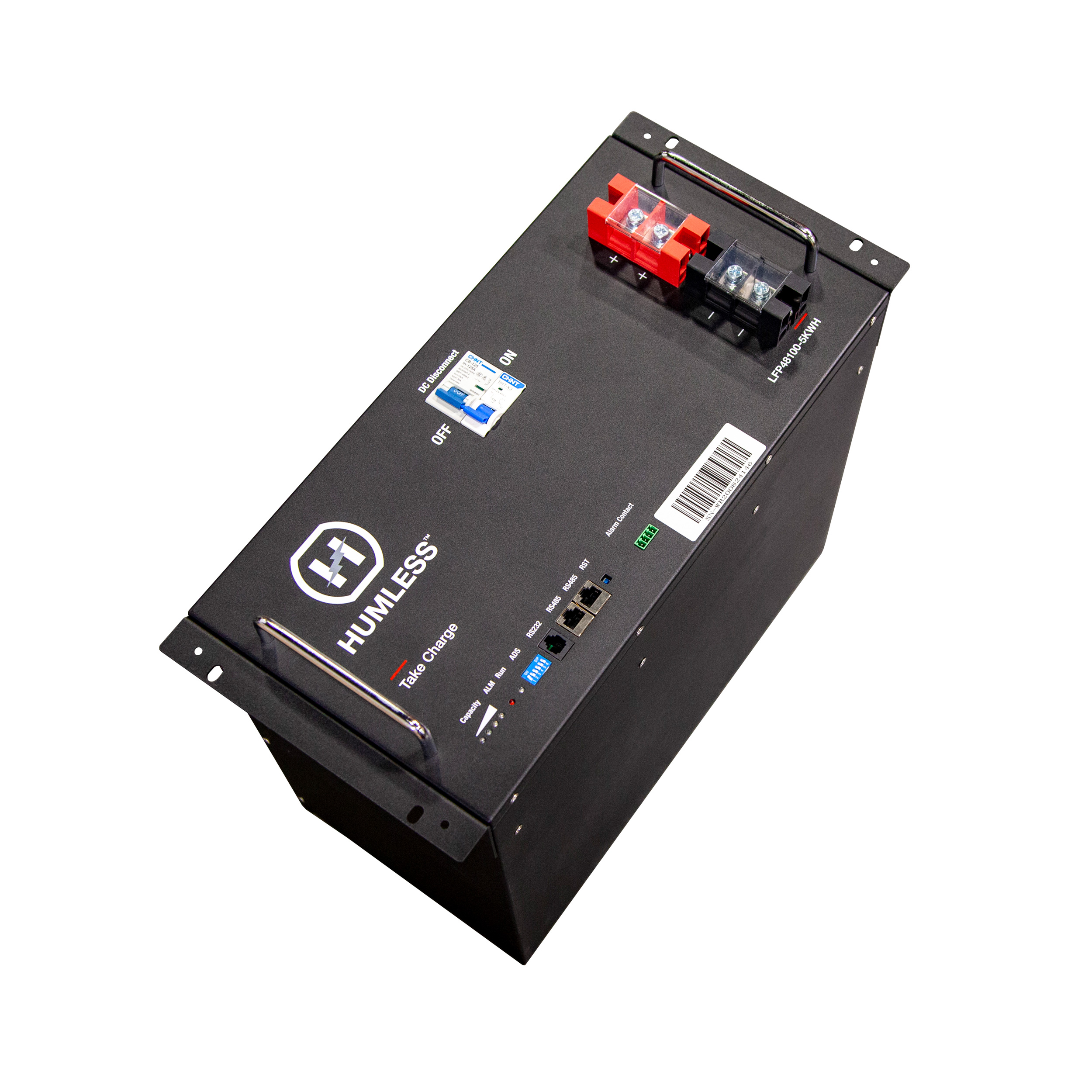 A black Humless 5 kWh Battery (LIFEPO4 Batteries) - (Ships in 4-6 Weeks) box.