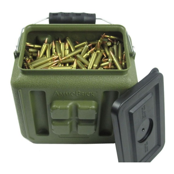 A Half AmmoBrick Olive by WaterBrick - 5-Pack - (SHIPS IN 1-4 WEEKS) with a lot of bullets in it.