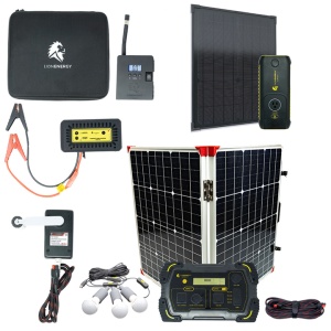 A Lion Energy Emergency Preparedness Kit with a battery and other accessories.