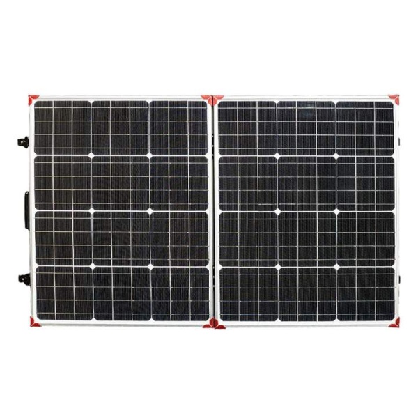 A Lion Energy Lion 100W 12V solar panel on a white background.
