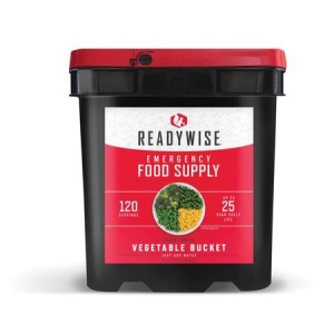 A bucket of ReadyWise (formerly Wise Food Storage) 240 Serving Freeze-Dried Vegetable Bundle (SHIPS IN 1-2 WEEKS) food supply.