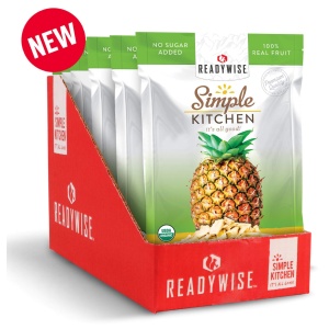 A box of ReadyWise (formerly Wise Food Storage) Simple Kitchen Organic Freeze-Dried Pineapples - 6 Pack (SHIPS IN 1-2 WEEKS).