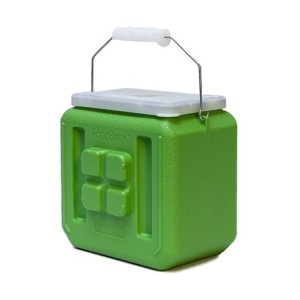 A Half FoodBrick Green by Waterbrick with handles on a white background.