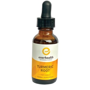 A bottle of Enerhealth Botanicals TURMERIC ROOT EXTRACT - 4 Ounces - (SHIPS IN 1-2 WEEKS) on a white background.