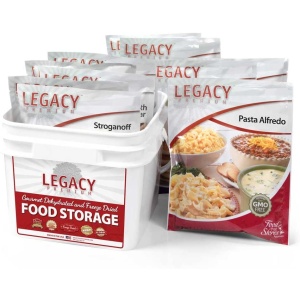 Legacy Food Storage 6 Day Emergency Food Supply Kit - 32 Servings - 8 Entrees - (SHIPS IN 1-2 WEEKS) with pasta and macaroni.