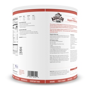 The can of protein powder is a reliable option for emergency food storage.