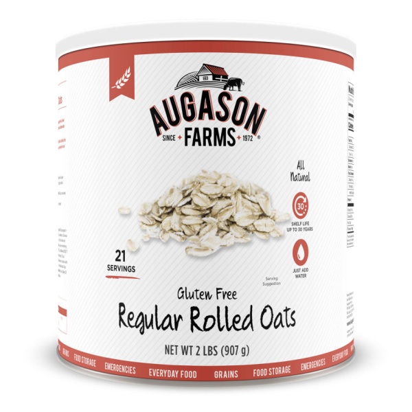 Augason Farms offers regular rolled oats, ideal for emergency food storage.