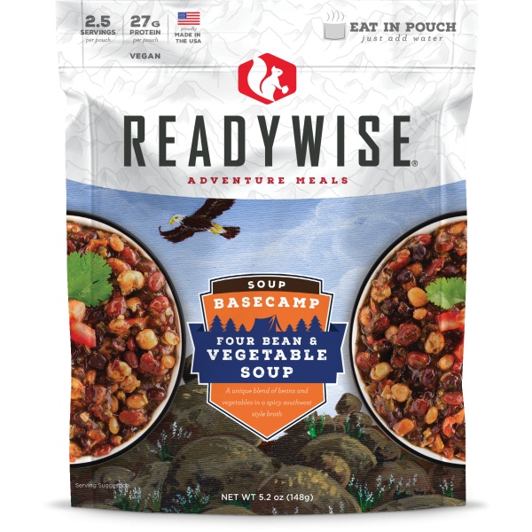 ReadyWise (formerly Wise Food Storage) Basecamp Four Bean and Vegetable Soup pouches.