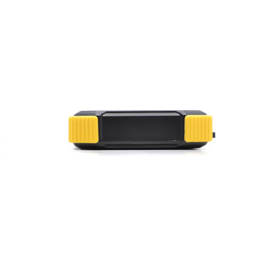 A black and yellow Lion Energy Lion Prowler Power Bank With Wireless Charging - QI Charger on a white background.