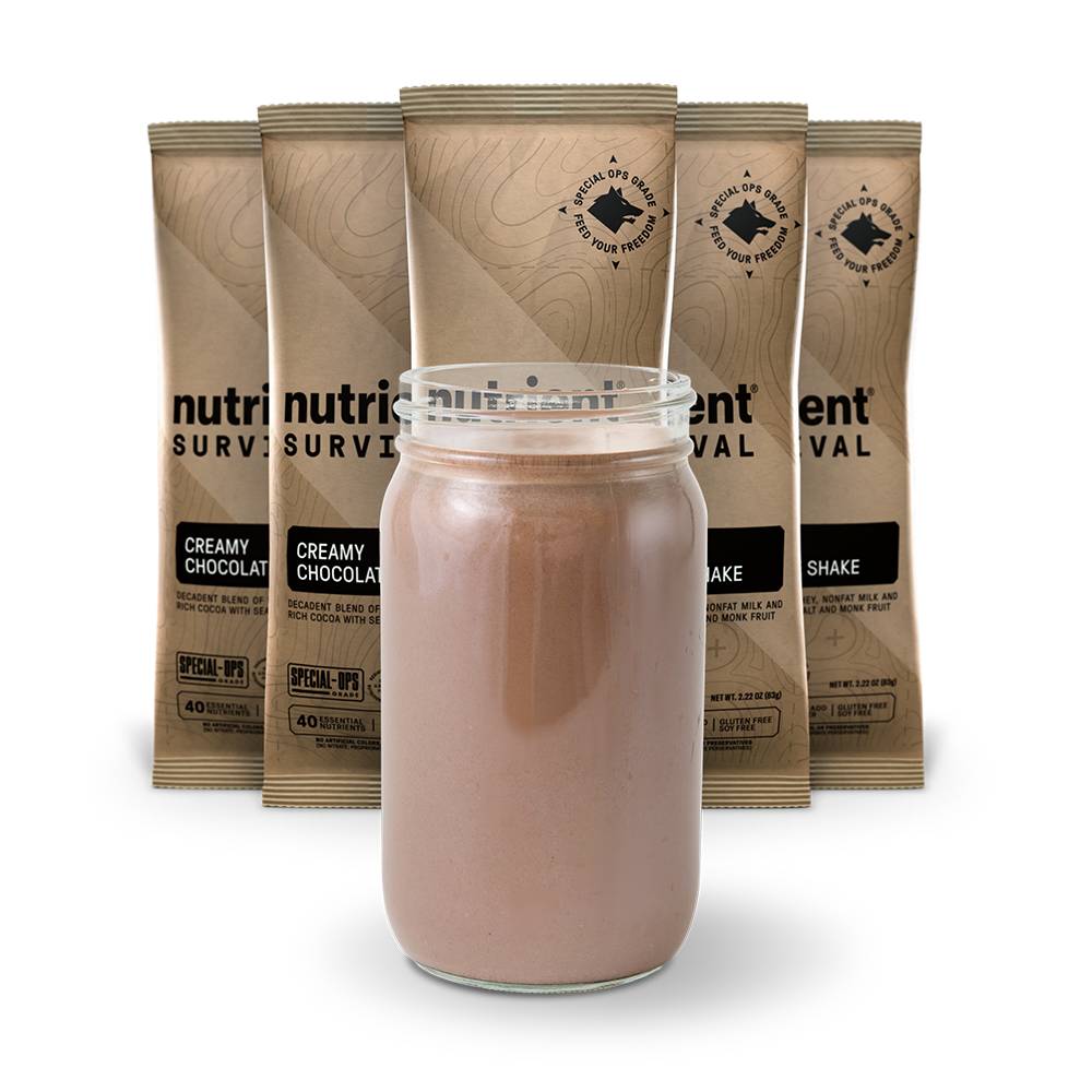 Nutrient Survival Non-GMO Vegetarian Gluten-Free Creamy Chocolate Shake SINGLES - (SHIPS IN 2-4 WEEKS).