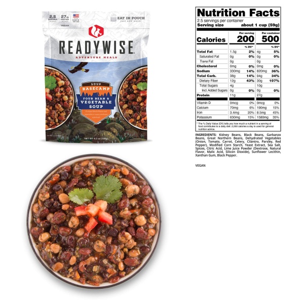 Readywise Basecamp Four Bean and Vegetable Soup - 6 Pack (SHIPS IN 1-2 WEEKS) chickpea & chickpea & chickpea & chickpea & chickpea.
