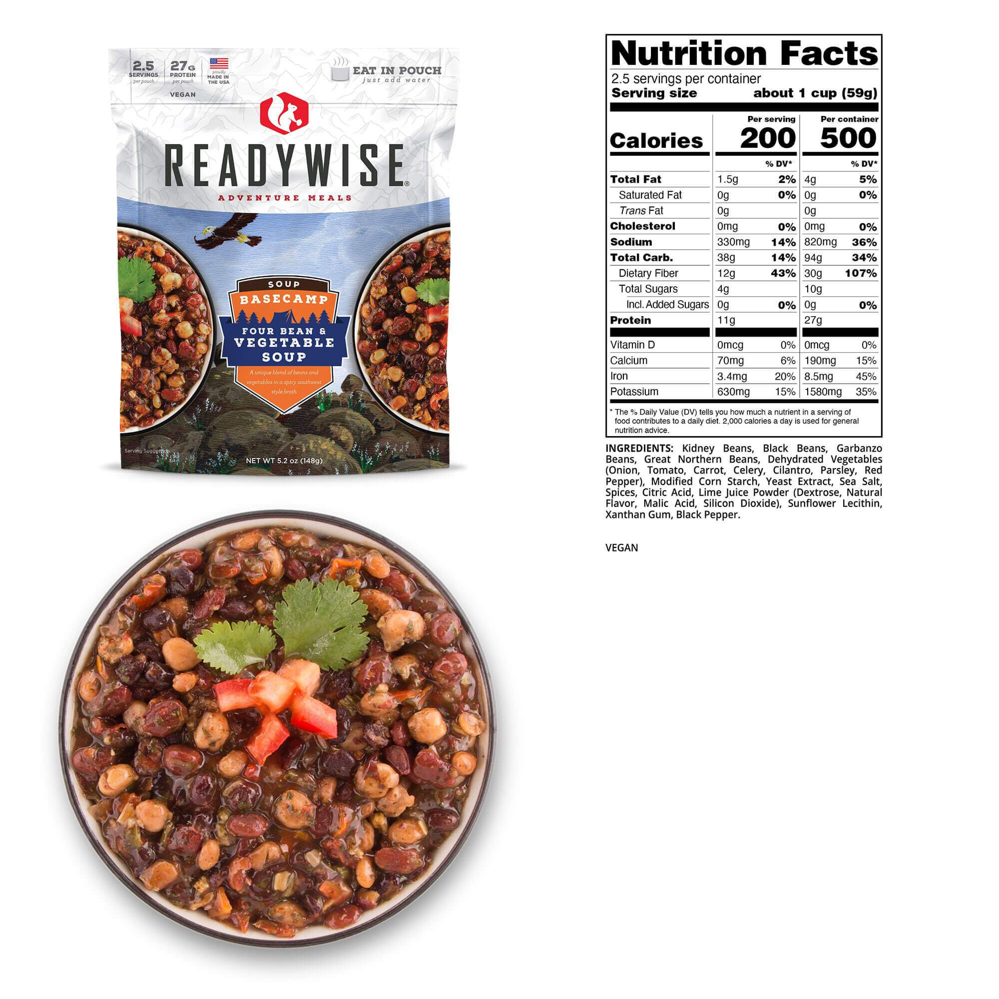 Readywise Basecamp Four Bean and Vegetable Soup - 6 Pack (SHIPS IN 1-2 WEEKS) chickpea & chickpea & chickpea & chickpea & chickpea.