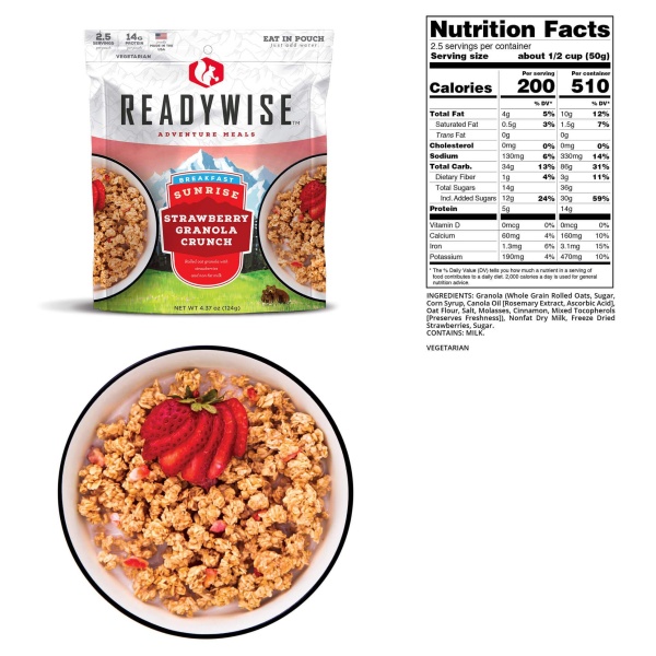 Readywise (formerly Wise Food Storage) Hunting Food Calorie Booster Emergency Food Bucket - (SHIPS IN 1-2 WEEKS) strawberry granola.