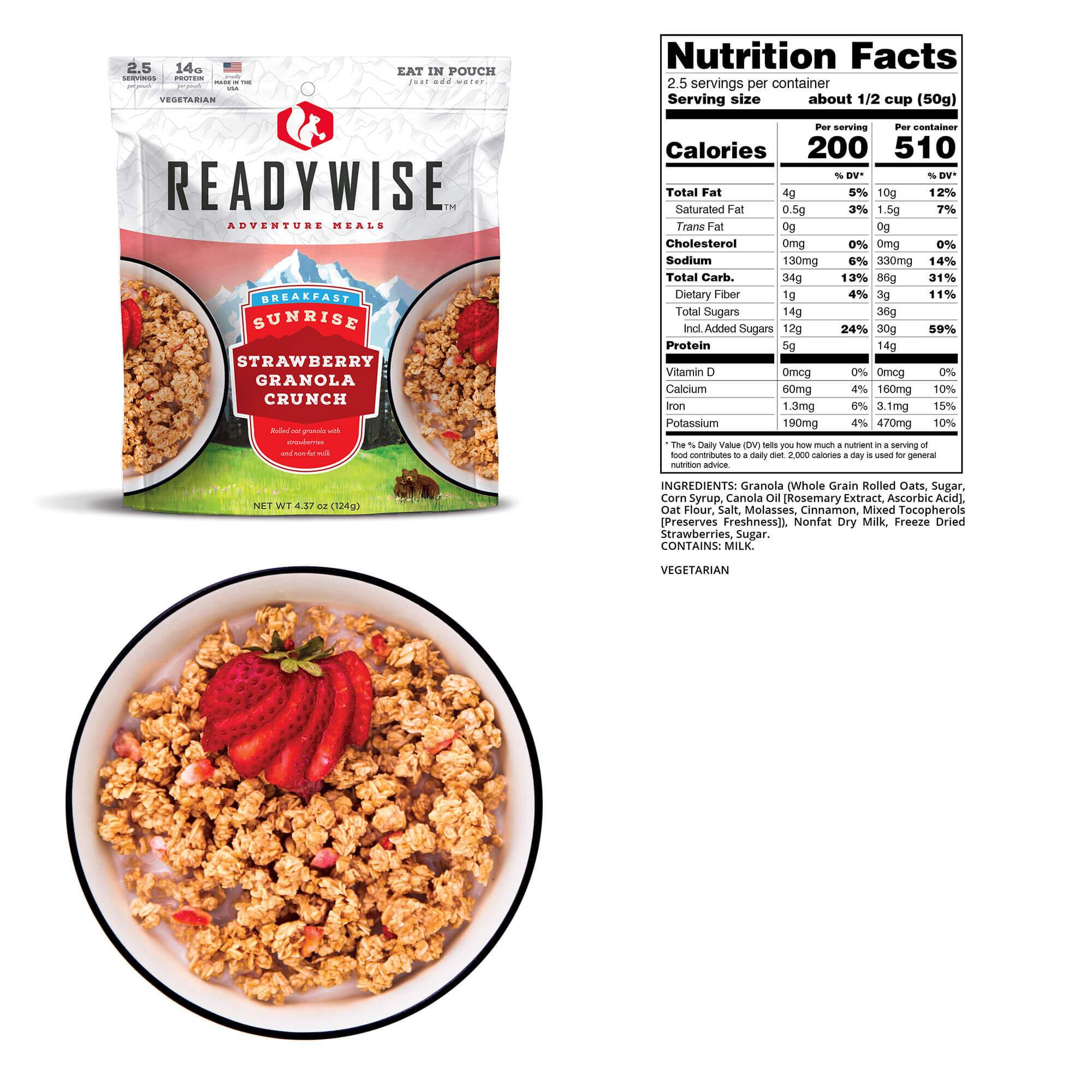 Readywise (formerly Wise Food Storage) Hunting Food Calorie Booster Emergency Food Bucket - (SHIPS IN 1-2 WEEKS) strawberry granola.