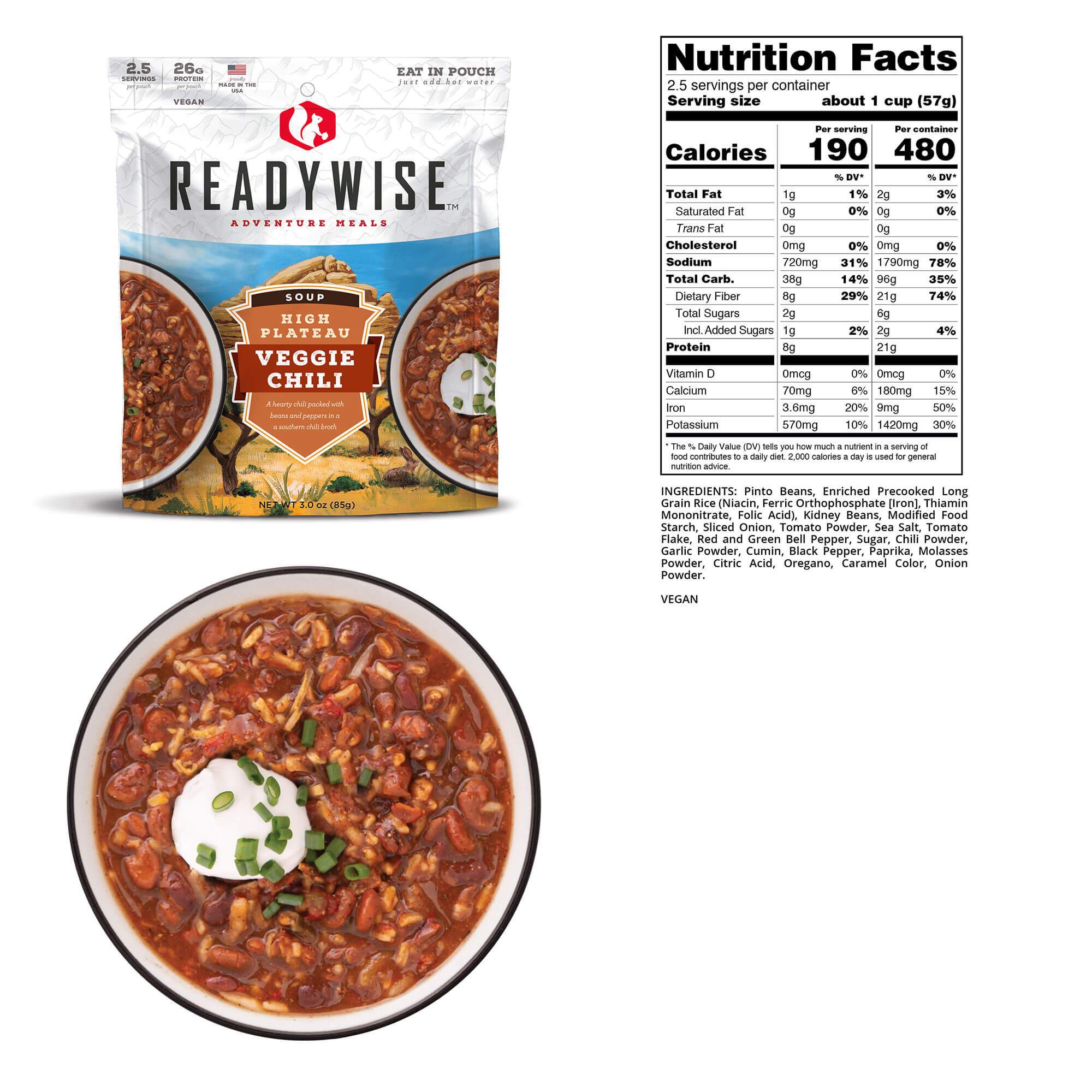 A bag of ReadyWise Hunting Food Calorie Booster with a label on it.
