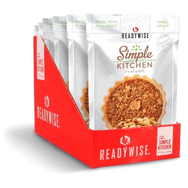 A box of ReadyWise (formerly Wise Food Storage) Simple Kitchen Old Fashioned Apple Crisp - 6 Pack - (SHIPS IN 1-2 WEEKS) granola bars.