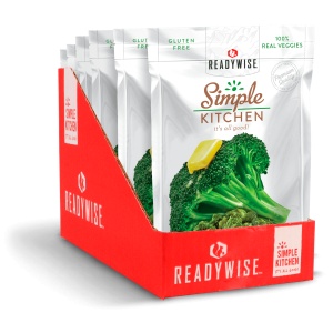 A box of ReadyWise (formerly Wise Food Storage) Simple Kitchen Buttered Broccoli - 6 Pack - (SHIPS IN 1-2 WEEKS) and lemon ready-to-eat ready-to-eat ready-to-eat ready-to.