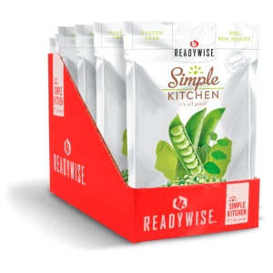 A box of ReadyWise (formerly Wise Food Storage) Simple Kitchen Wasabi Peas - 6 Pack - (SHIPS IN 1-2 WEEKS).