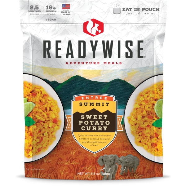 Readywise (formerly Wise Food Storage) Summit Sweet Potato Curry pouches.